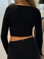 Guess - Ls Milena Front Bow Top - Zwart