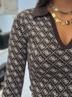 Guess - Ls Polo Aubrey 4G Swtr Dress - Bruin