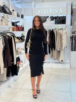 Guess - Ls Rib Logo Button Vonn Dress - Zwart