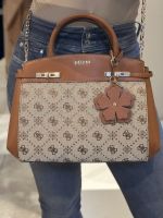 Guess - Melinda Logo Tri Comb Satchel - Beige