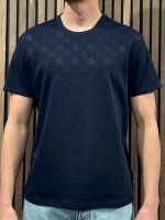 Guess - Nico Embossed Knit Ss Crew - Blauw