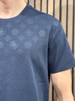 Guess - Nico Embossed Knit Ss Crew - Blauw