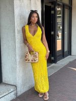 Guess - SL VN Ellie Pointelle Mixed Ma - Geel