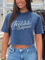 Guess - SS CN Denim Logo Tee - Blauw