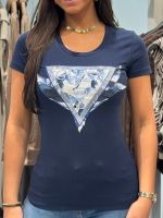 Guess - Ss Cn Feather Triangle Tee - Blauw
