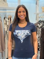 Guess - Ss Cn Feather Triangle Tee - Blauw