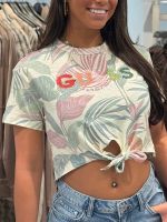 Guess - Ss Cn Guess Script Crop Tee - Groen