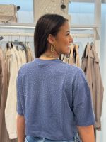 Guess - Ss Rhinestone Crop Os Tee - Blauw