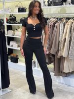 Guess - Ss Square Nk Evelina Top - Zwart