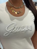 Guess - Cn Ss Embro Script Logo Tee - Beige