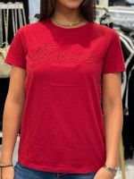 Guess - Ss Script Lace Logo Easy Tee - Rood