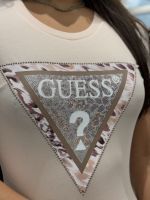 Guess - Ss Cn Cheeta Logo Triangle Tee - Roze