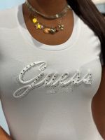 Guess - Cn Ss Embro Script Logo Tee - Wit