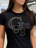 Guess - SS CN Guess Studded Tee - Zwart