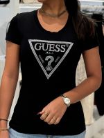 Guess - Ss Cn Shiny Triangle Tee - Zwart