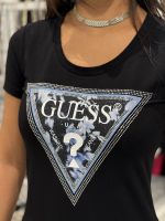 Guess - Ss Cn Triangle Flower Tee - Zwart