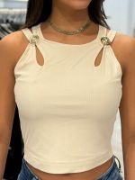 Guess - Zama Cut Out Details Crop Top - Beige