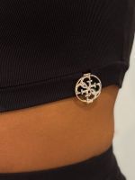 Guess - Ls Prisca Jewel Top - Zwart