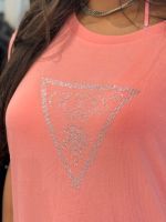 Guess - Triangle Strass Ss Maxi Tee - Roze