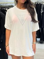 Guess - Triangle Strass Ss Maxi Tee - Wit