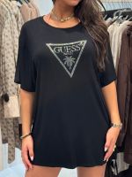 Guess - Triangle Strass Ss Maxi Tee - Zwart