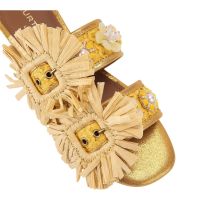 Kurt Geiger - Raffia Buckle Flat SDL - Geel
