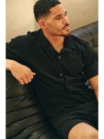 Malelions - Men Emblem Seersucker Shirt - Zwart