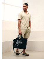 Malelions - Men Emblem Seersucker Shorts - Beige