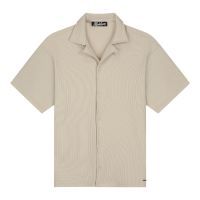 Malelions - Men Ribbed Camp Collar Shirt - Beige