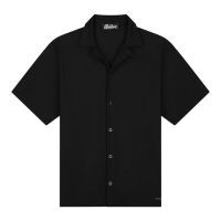 Malelions - Men Ribbed Camp Collar Shirt - Zwart