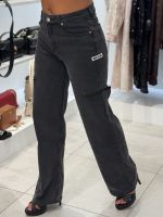 Unique The Label - June Wide Leg Jeans - Mid Grey