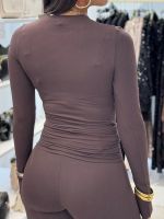 Unique The Label - Nena Long Sleeve Top - Cacao