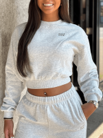 Unique The Label - Peggy Cropped Sweater - Light Grey