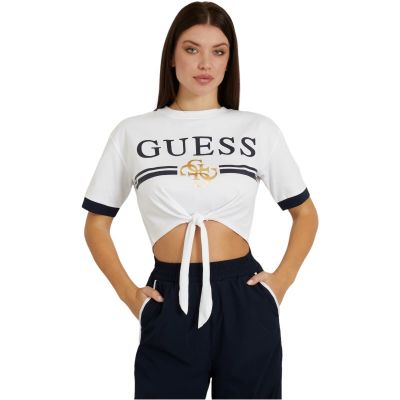 Guess Active - Mylah Knot Crop Tee - Wit