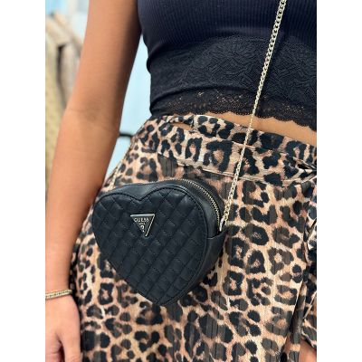 Guess - Rianee Quilt Mini Heart Bag - Zwart
