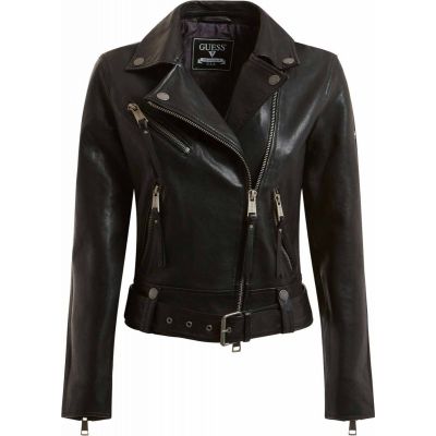 Guess - Camille Leather Jacket - Zwart
