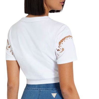 Guess - Ss Cn Ajour Lace Tee - Wit
