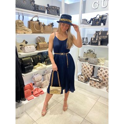 Michael Kors - Pleated Slip Midi Dress - Donkerblauw