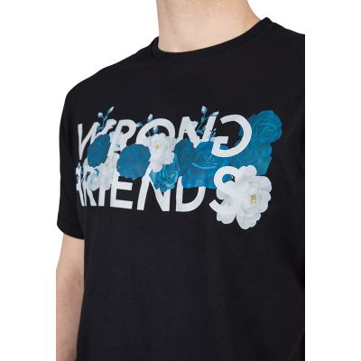 Wrong Friends - Blue Roses T-shirt - Zwart