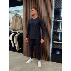 Boss - Waffle LS-Shirt - Blauw