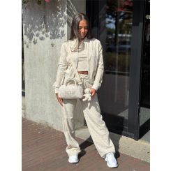 Guess Active - 4G Allover Jacquard Wide Leg P - Beige