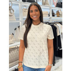 Guess Active - 4G Rhombus Aop Jacquard Boxy T - Beige