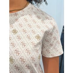 Guess Active - 4G Rhombus Studs Ss T-shirt - Beige