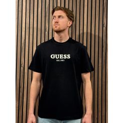 Guess - Cn Ss Guess Logo Contrast Stit - Zwart
