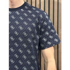 Guess - Cn Ss Jacquard 4G Knit Top - Blauw