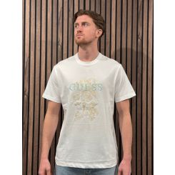 Guess - Cn Ss Logo Floreal Embro Tee - Wit