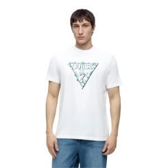 Guess - Cn Ss Triangle Leaves Embroide - Wit