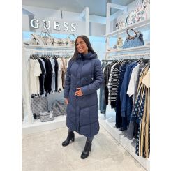 Guess - Gloria Quilted Long Puffer - Blauw