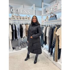 Guess - Gloria Quilted Long Puffer - Zwart