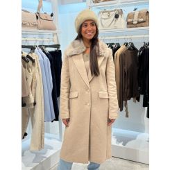 Guess - Nancy Fit Coat Faux Fur Collar - Beige